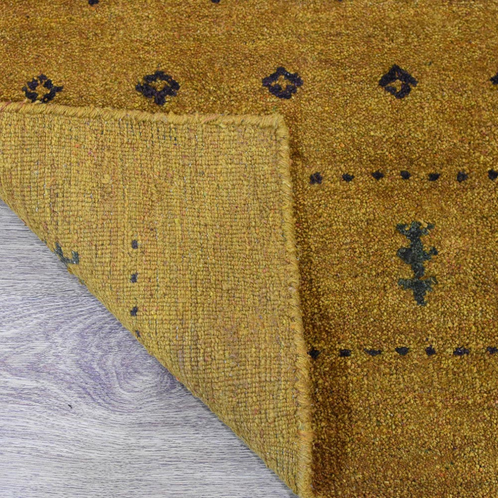 HAND KNOTTED LOOM SILK ECO-FRIENDLY AREA RUGS -5'x8',Rectangle,Gold,Contemporary