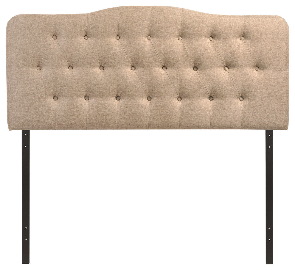 Modern Contemporary King Size Fabric Headboard, Beige Fabric