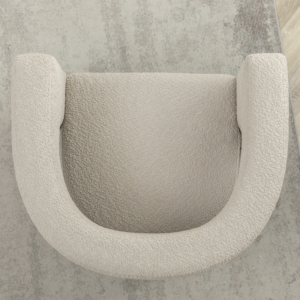 28" Wide Boucle Upholstered Square Armchair, Oatmeal
