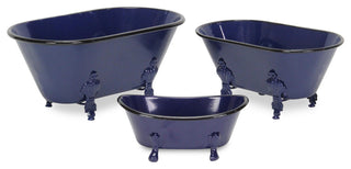 Lavande Metal Fleur-de-Lis  Mini Tub Decor - Navy Blue
