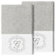 Linum Home Turkish Cotton Monica 2-Piece Embellished Hand Towel Set, Light Gray