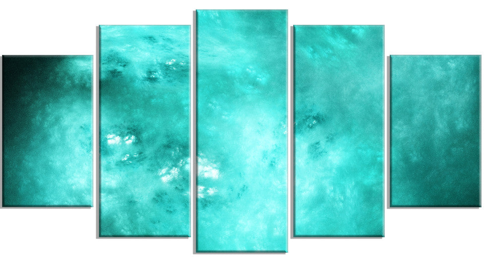 Blur Blue Sky with Stars, Contemporary Canvas Art Print, 60"x32", 5 Panels