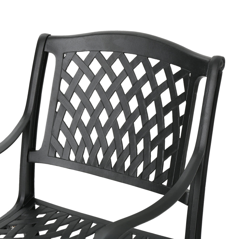 GDF Studio Marietta Outdoor 7-Piece Cast Aluminum Black Sand Dining Set