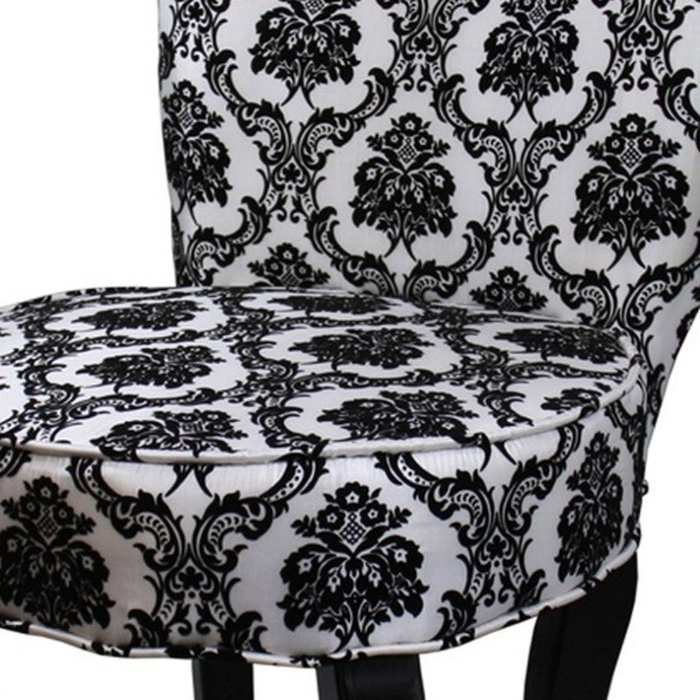Modern Black and White Damask Accent Chair