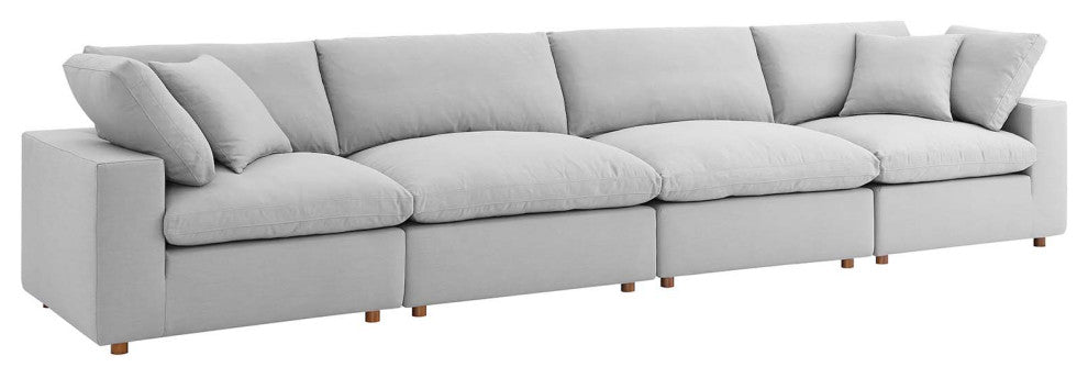 Commix Down Filled Overstuffed 4-Piece Sectional Sofa Set, Light Gray