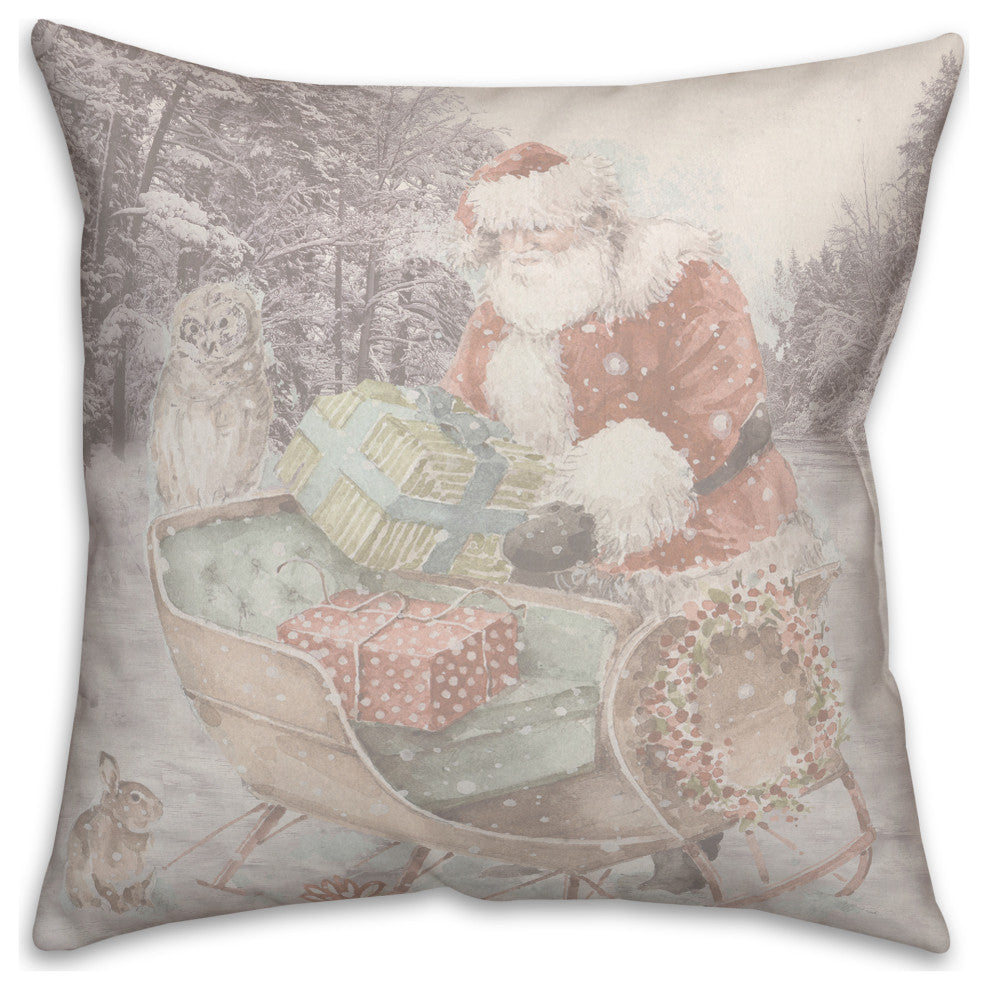 Snowy Sleigh 18x18 Indoor/Outdoor Pillow