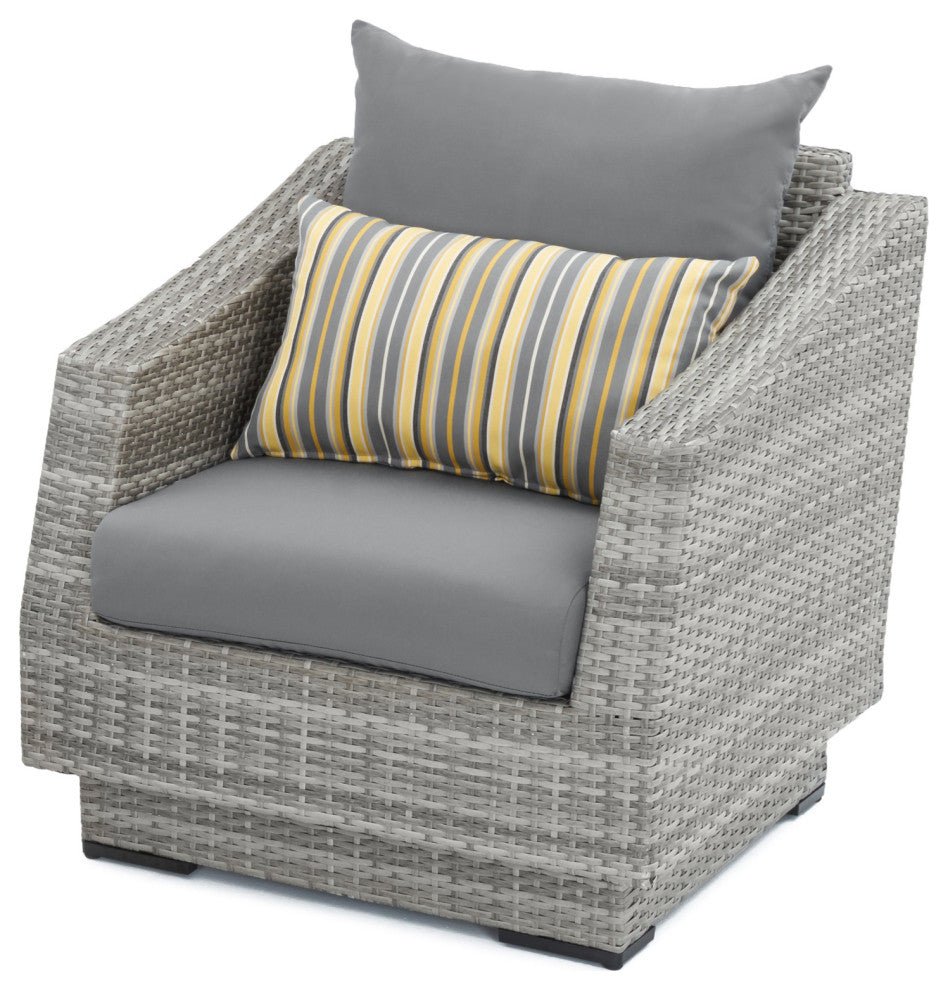 Cannes 6 Piece Sunbrella Outdoor Love and Club Seating Set, Charcoal Gray