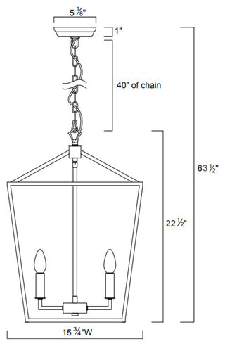 4-Light Brushed Nickel Lantern Pendant Chandelier 16in.
