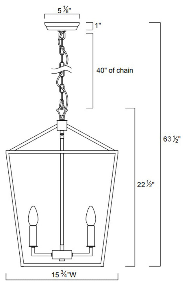 4-Light Brushed Nickel Lantern Pendant Chandelier 16in.
