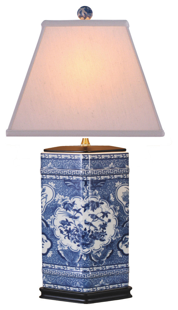 Blue and White Canton Urn Lamp