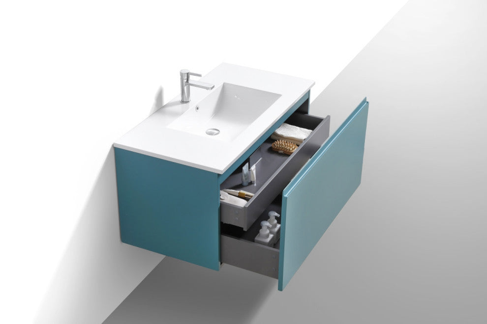 Balli 40'' Wall Mount Modern Bathroom Vanity, Teal Green