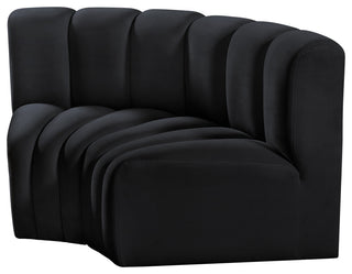 Arc Velvet Upholstered 2-Pc. Inward Curved Modular Sectional, Black