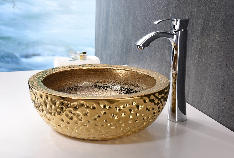 Regalia Series Vessel Sink, Speckled Gold