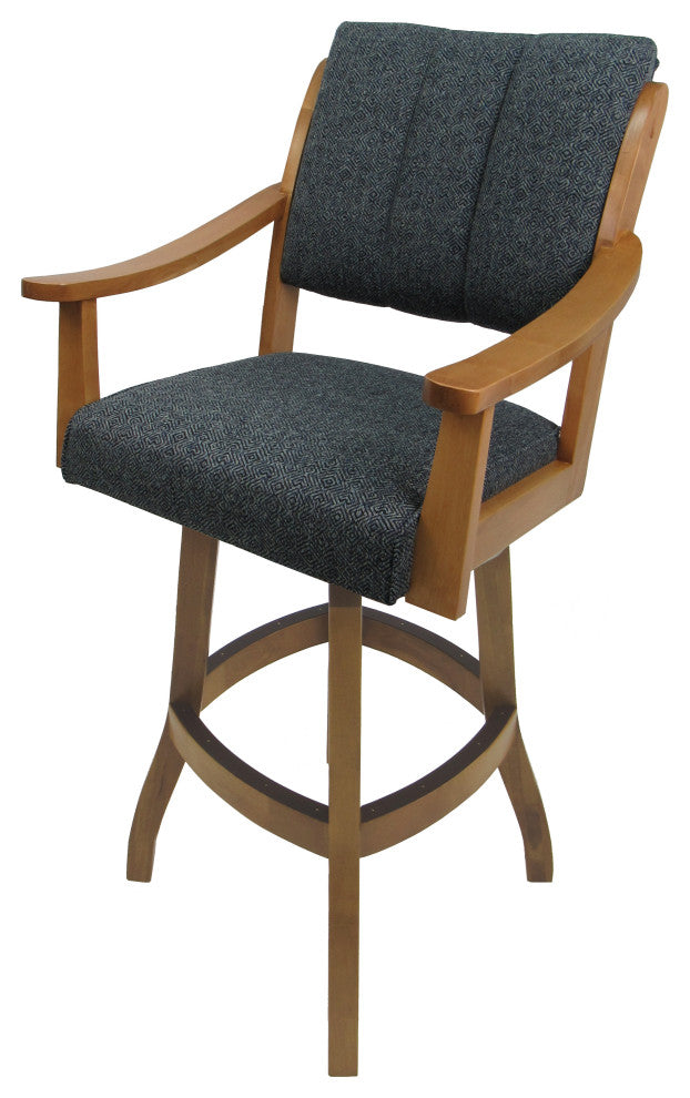 Swivel Counter Wood Bar Stool Casa on S-Base, Cocomo Indigo - Ct, 34"
