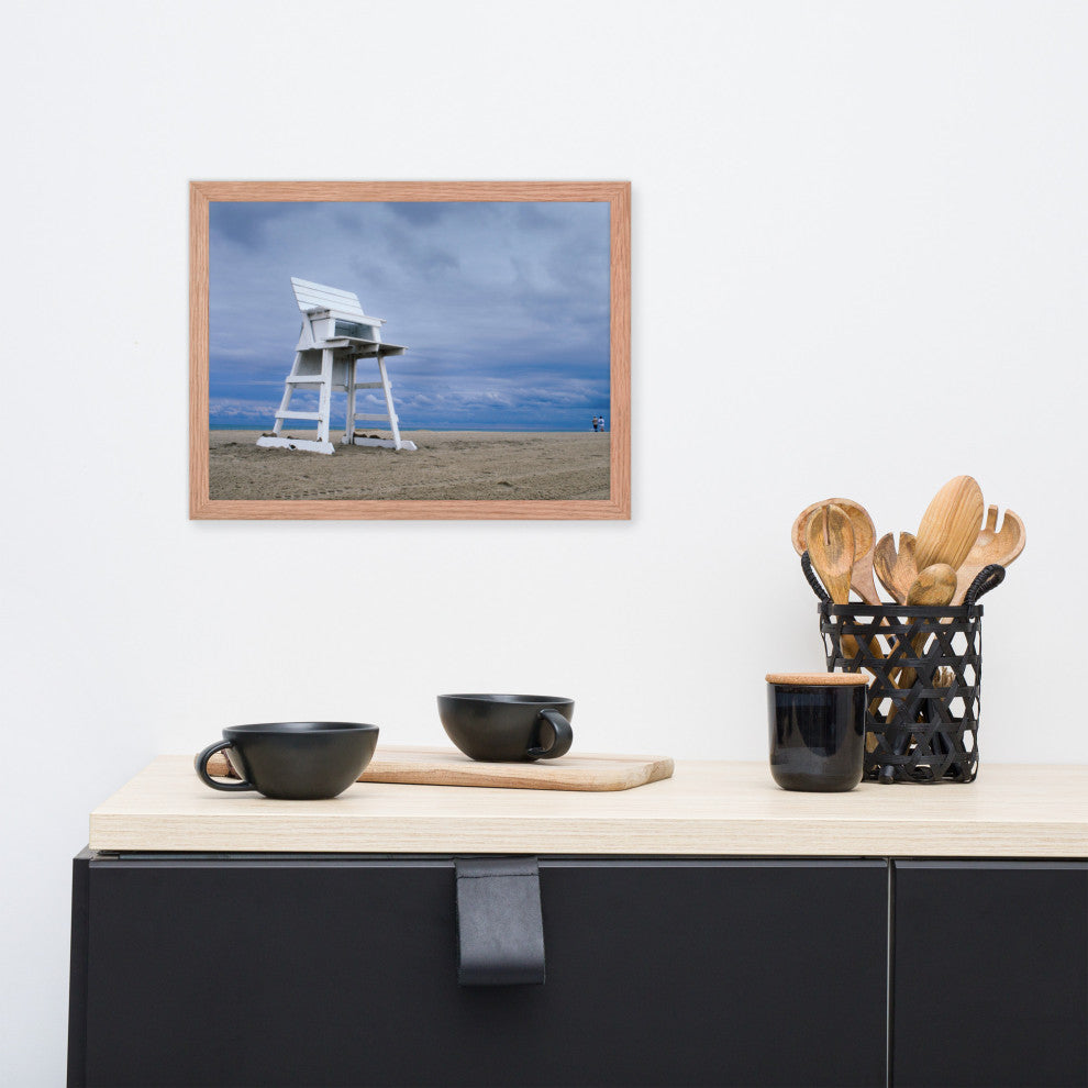 Approaching Storm Landscape Photo Paper Coastal Art Framed Wall Art Print, Red Oak, 12" X 16"