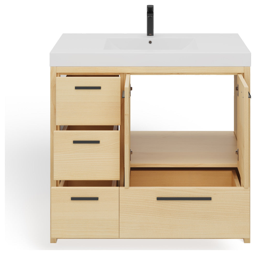 The Sacha Bathroom Vanity, Maple, 36", Single Sink, Freestanding