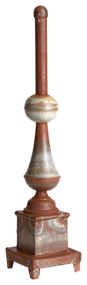 Rustic Weathered Galvanized Metal Finial Sculpture Rust Spindle Vintage Style