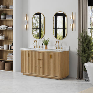 Cadiz Bath Vanity, Composite Stone Top, Washed Ash Grey, 60" Double Sink, No Mirror