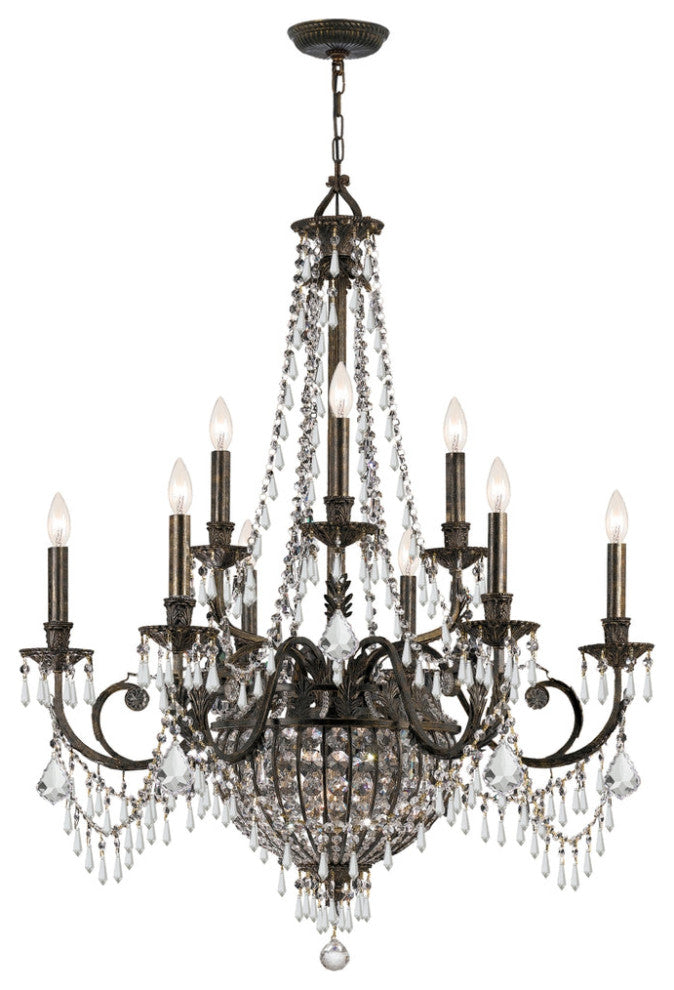 Crystorama 5168-EB-CL-MWP, 12-Light Chandelier, English Bronze