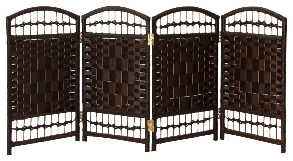 2 ft. Short Fiber Weave Room Divider Dark Mocha 4 Panels