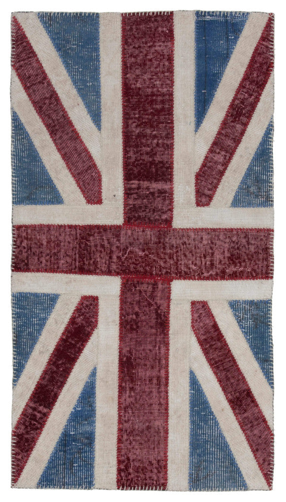 Rug N Carpet - Handwoven Oriental 2' 8'' x 5' 0'' Flag Patchwork Rug