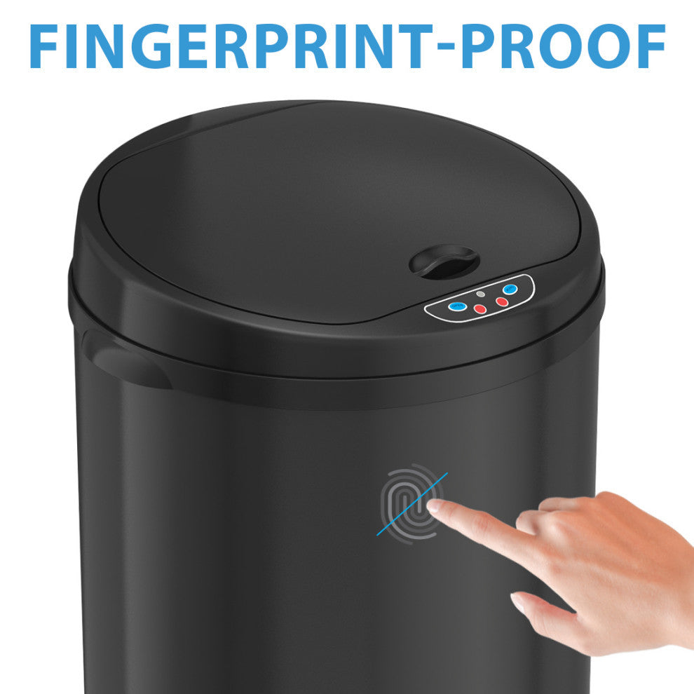 iTouchless Sensor Trash Can with AbsorbX Odor Filter, Black, 13 Gallon