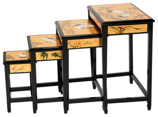 Gold Lacquer Nesting Tables Cranes