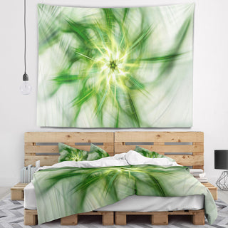 Rotating Bright Green Flower Abstract Wall Tapestry, 39"x32"