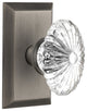 Double Studio Plate With Oval Fluted Crystal Knob, Antique Pewter