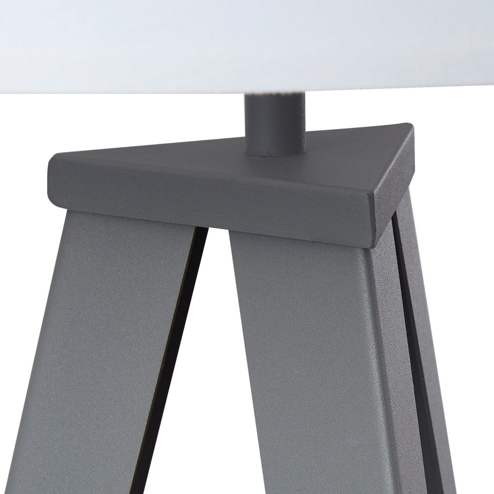 Amlight Berlin Tripod Floor Lamp With Metal Grey Tripod and White Shade
