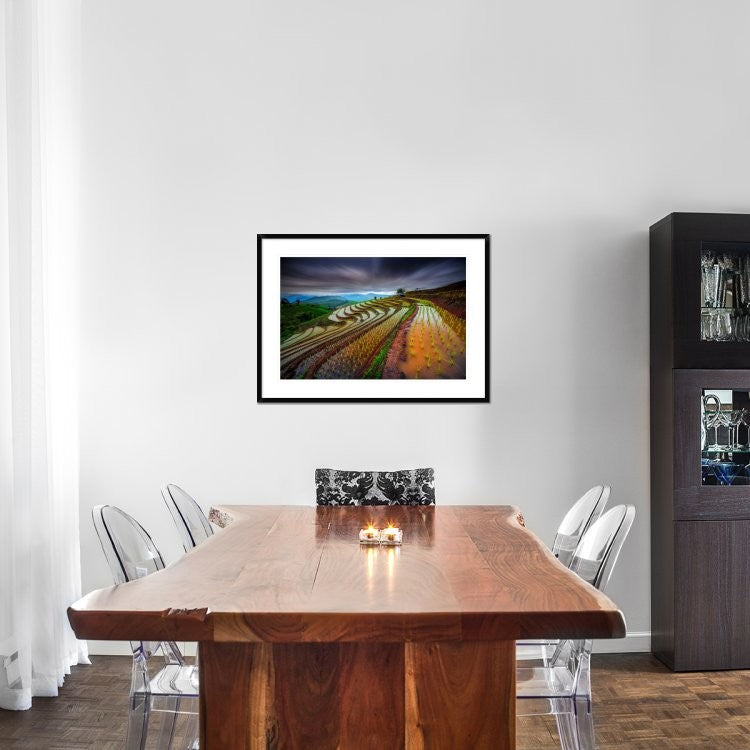 "Unseen Rice Field" Framed Digital Print by Tetra, 38x27"