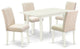 5Pc Kitchen Dining Set, 4 Chairs, Butterfly Leaf Dining Table, Linen White