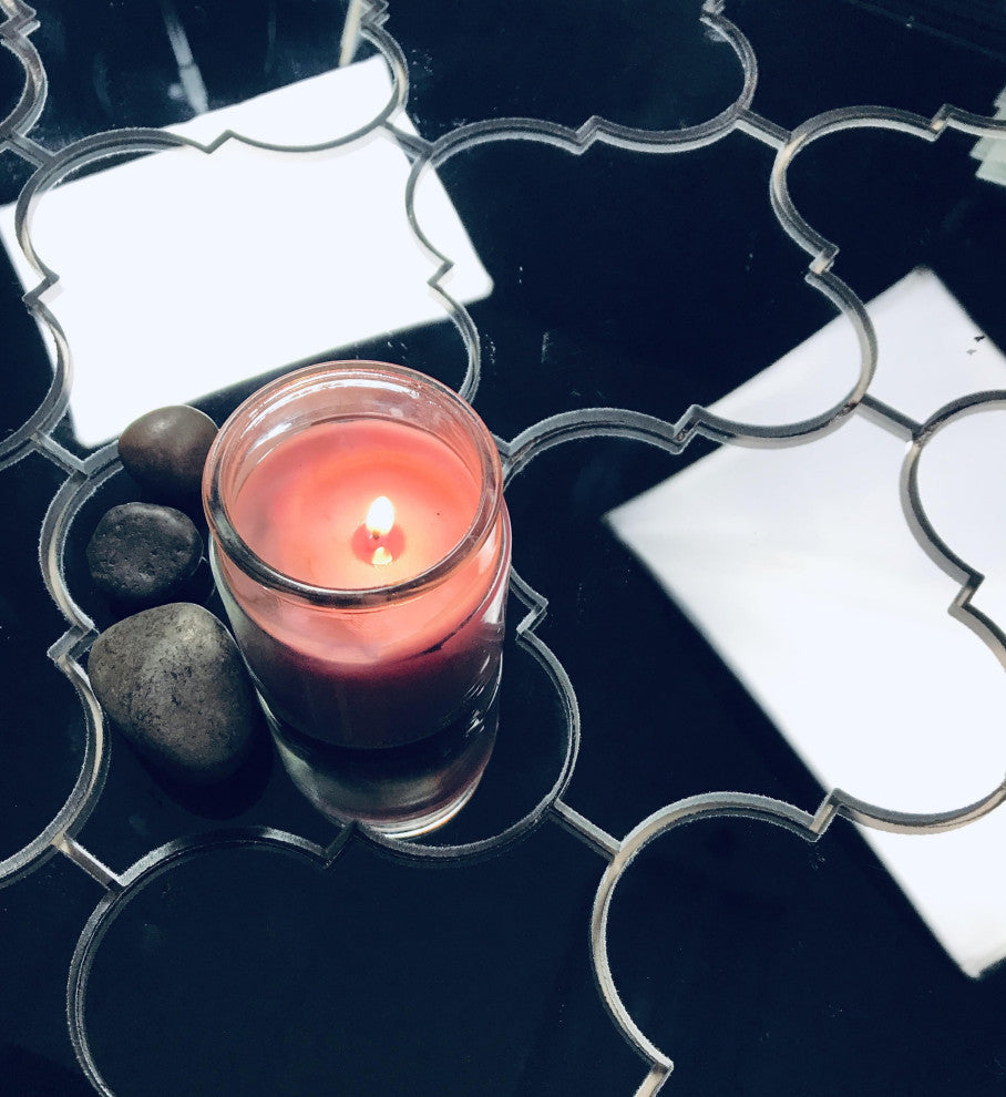 Reflections 9"x14" Mirror Arabesque Waterjet Mosaic in GRAPHITE Glossy