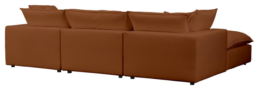 Cali Modular 4 Piece Sectional, Rust