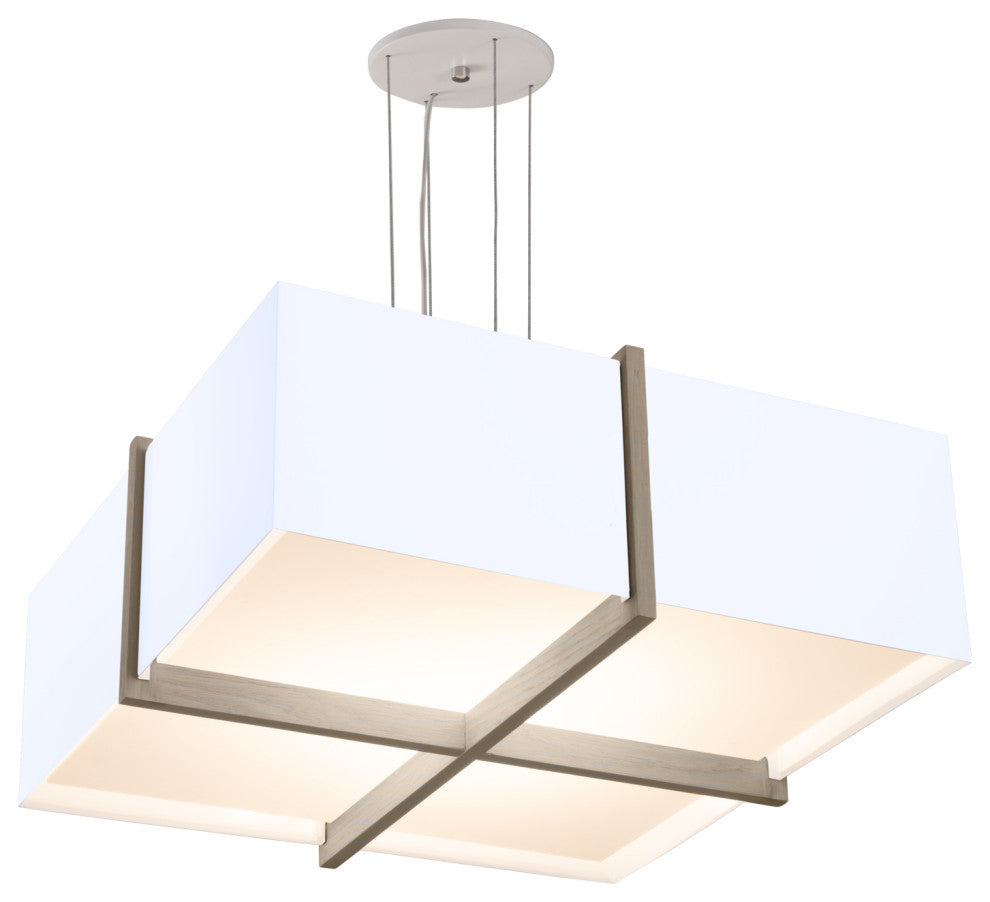 Veram Pendant Integrated LED, White Washed Oak, Gloss White, 18, 2700k