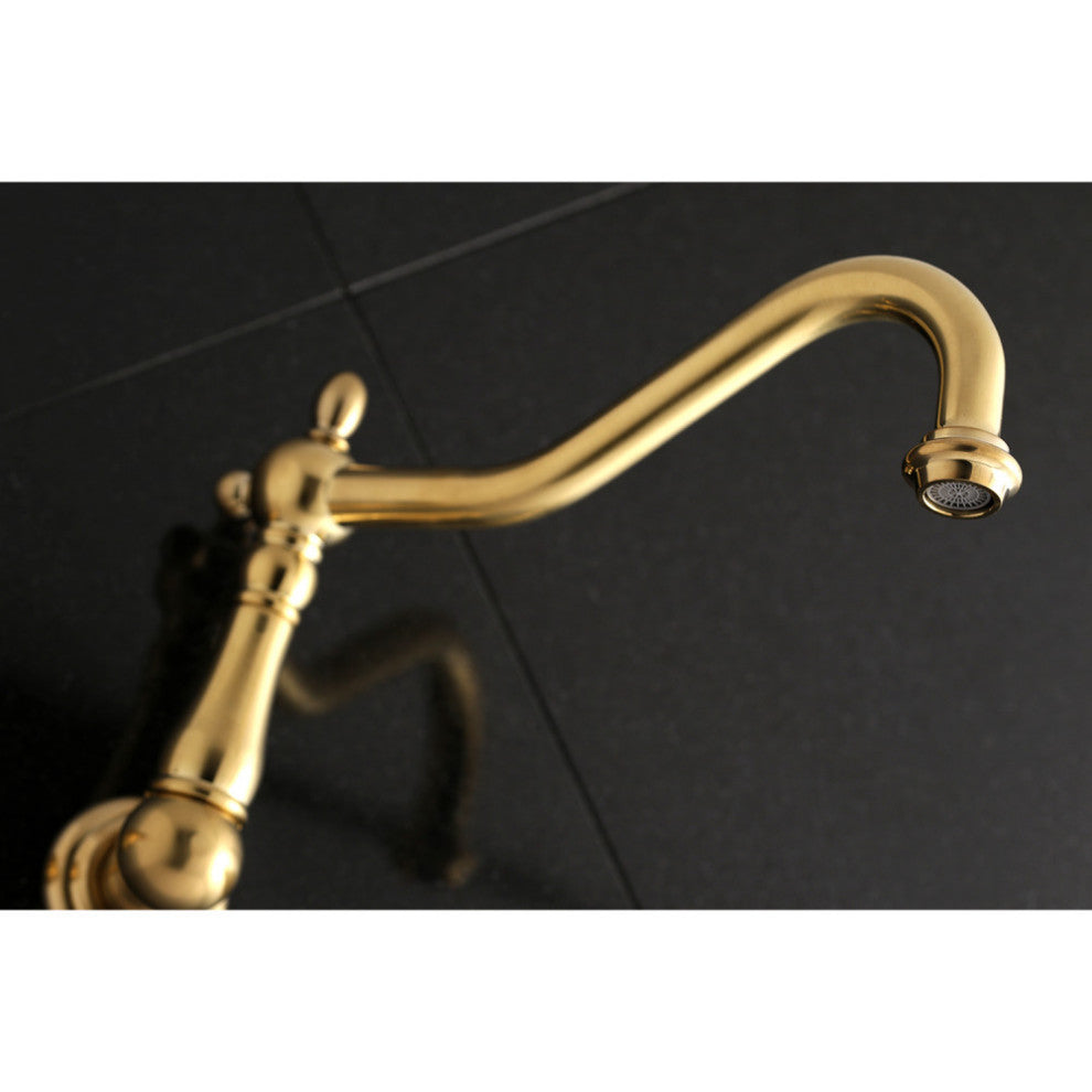 Kingston Brass Wall Mount Tub Faucet, Brushed Brass