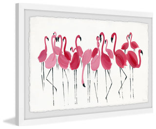 "Blushing Flamingos" Framed Painting Print, 36"x24"