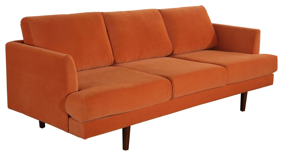 Minae Modern Contemporary Velvet Sofa, Rust