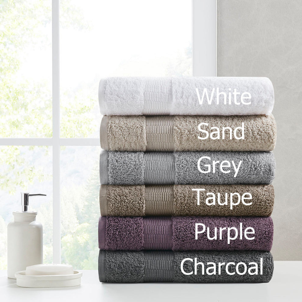 Madison Park Signature Luce 100% Egyptian Cotton 6 Piece Towel Set, Dark Gray