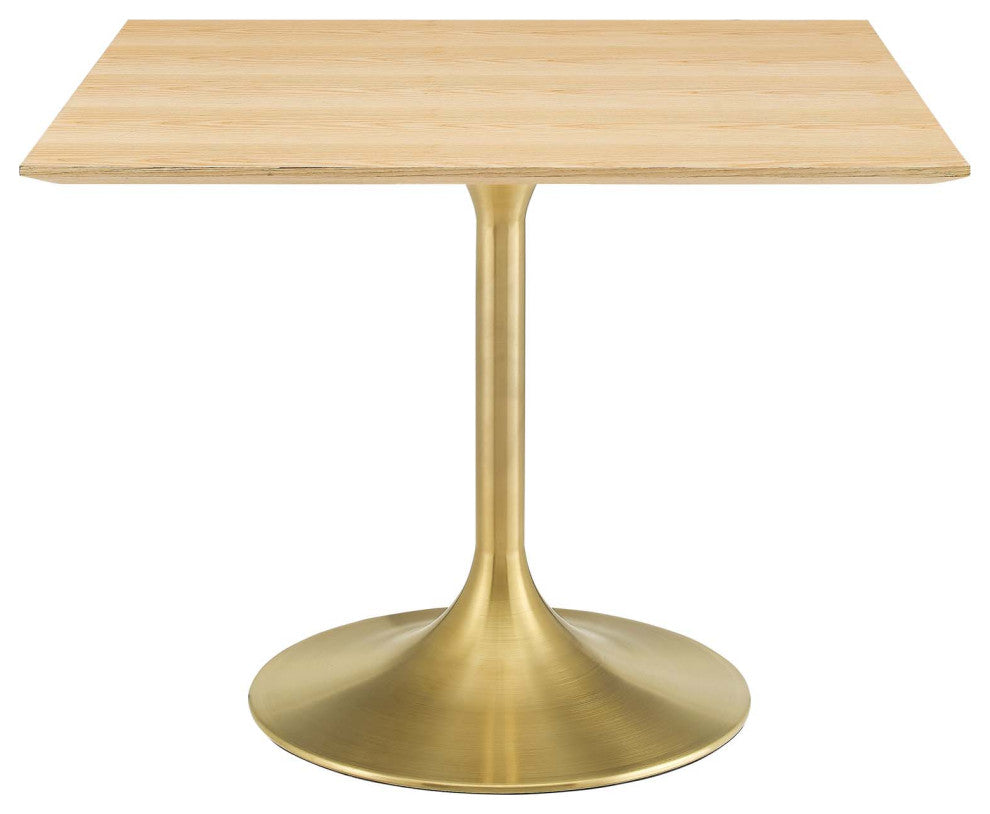 Dining Table, Square, Wood, Gold Brown Natural, Modern, Cafe Bistro Restaurant