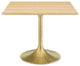 Dining Table, Square, Wood, Gold Brown Natural, Modern, Cafe Bistro Restaurant