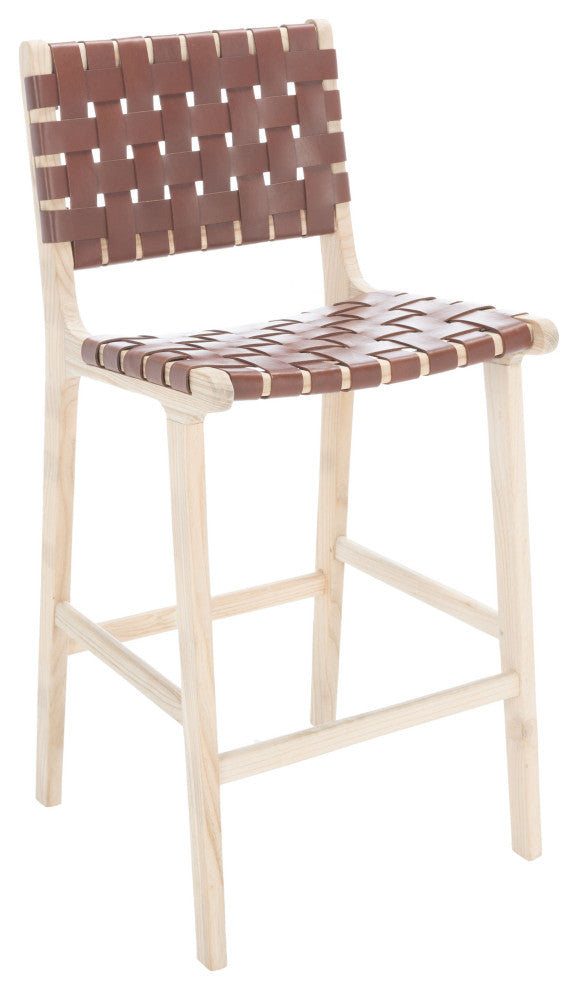 Safavieh Adah Leather Counter Stool, Cognac / Natural