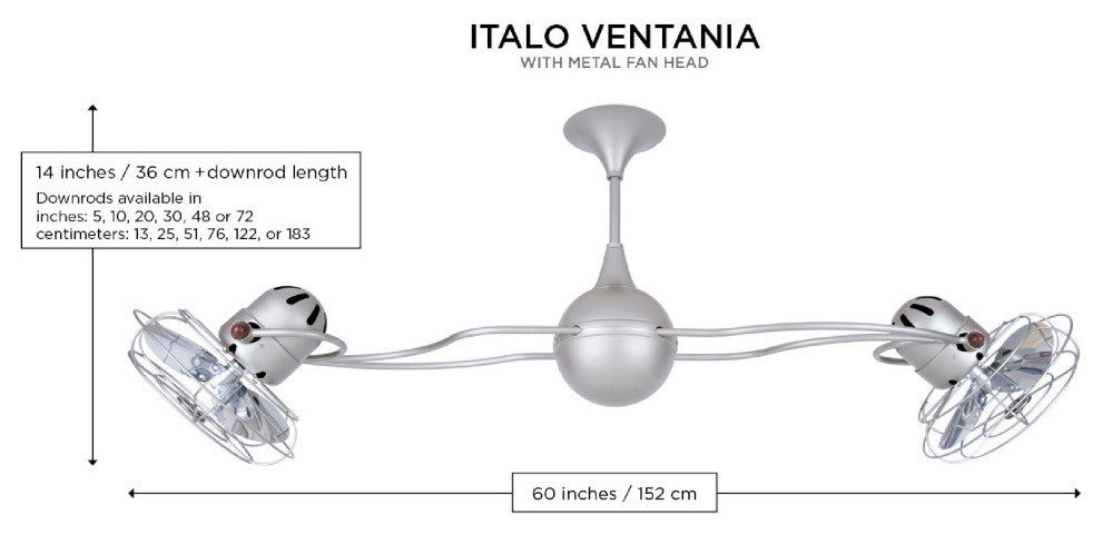 Italo Ventania Rotational Ceiling Fan, Brushed Copper