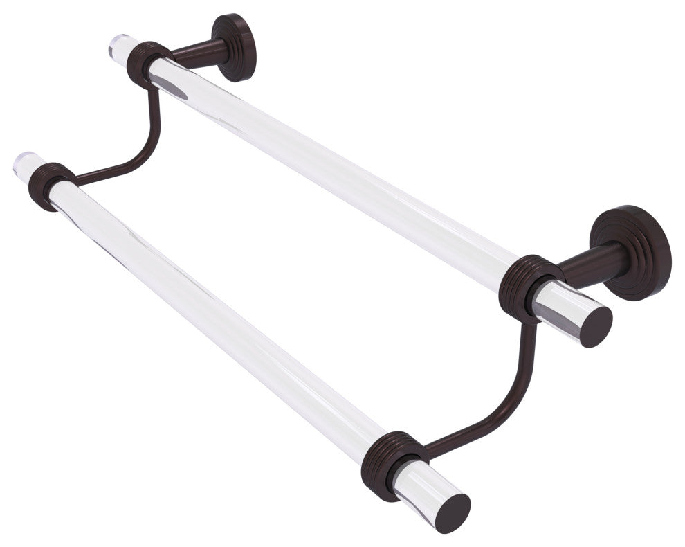 Pacific Beach 24" Double Towel Bar with Groovy Accents, Antique Bronze
