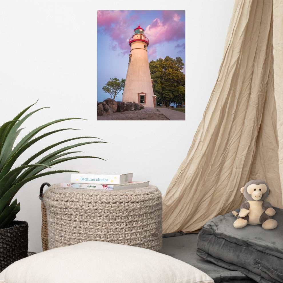 Marblehead Lighthouse at Sunset Coastal Landscape Unframed Wall Art Prints, 16" X 20"
