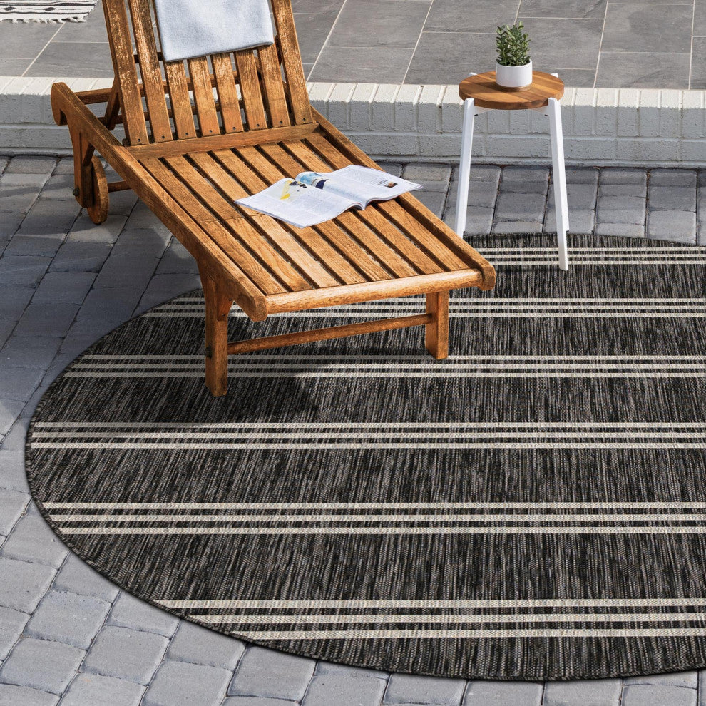 Rug Jill Zarin Jill Zarin Outdoor Charcoal Round 6' 7 x 6' 7