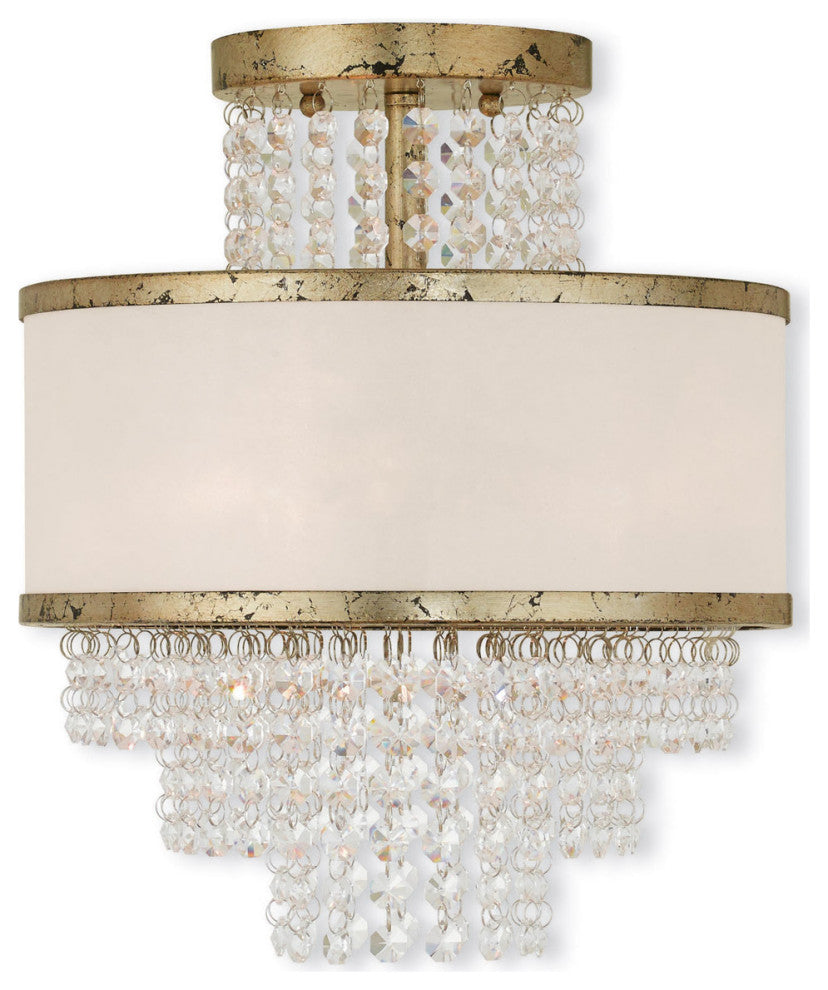 Livex 50793-28 3-Light Winter Gold Ceiling Mount, Hand Applied Winter Gold