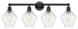 Cindyrella 4-Light 35" Bath Vanity Light, Matte Black, Seedy Shade