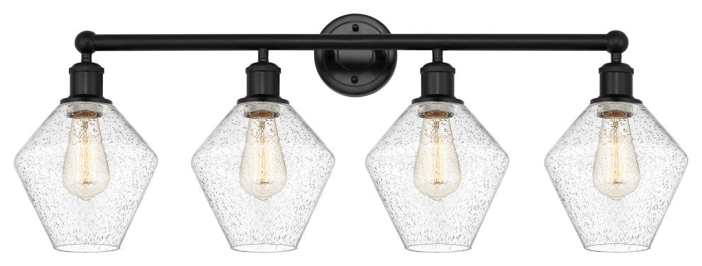 Cindyrella 4-Light 35" Bath Vanity Light, Matte Black, Seedy Shade