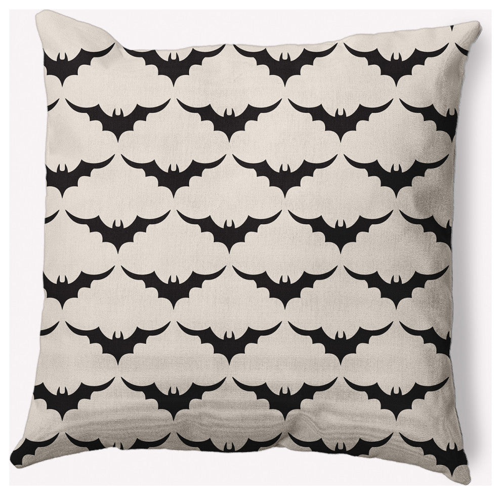 20" x 20" Bat Colony Indoor/Outdoor Polyester Throw Pillow, Cream